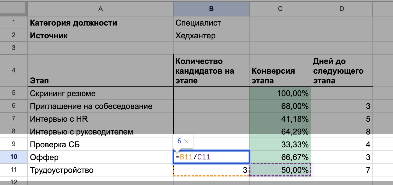 Воронка подбора