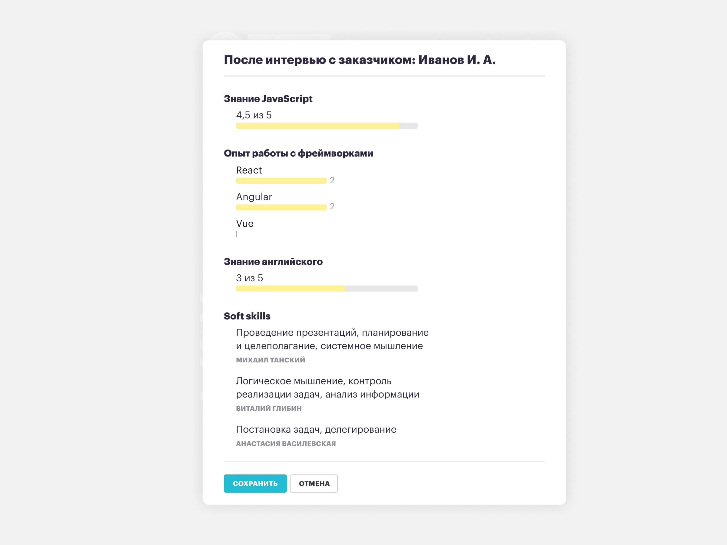 Обратная связь от нанимающих менеджеров